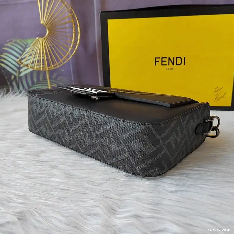Cheap HOT Medium Bag FF Fabric Black Baguette Fendi In Motif 0414